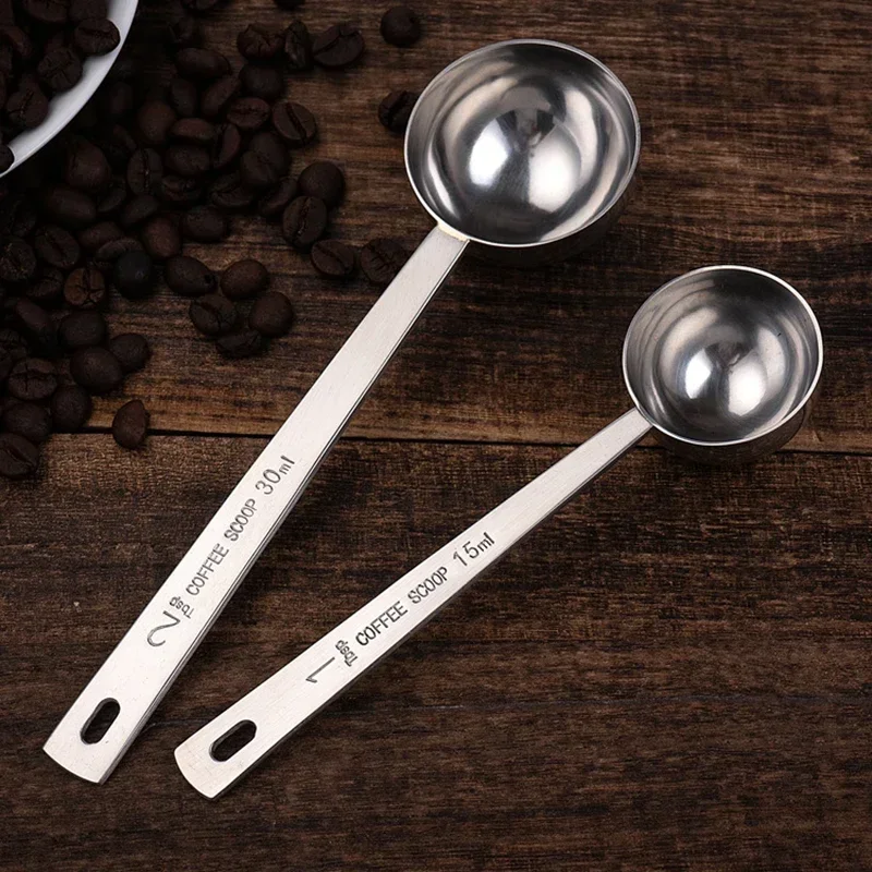 15/30ML Stainless Steel Gold Measuring Spoon For Milk Powder Multifunction Tea Coffee Scoop With Long Handle Silver Tablespoon