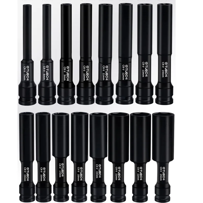 ซ็อกเก็ตแบบหกเหลี่ยมลึกแบบตื้นเขินยาวพิเศษขนาด1/2นิ้วไดรฟ์ความยาว128มม. ตัวลดความยาวซ็อกเก็ตประแจมาตรฐานหกเหลี่ยมไฟฟ้า 1