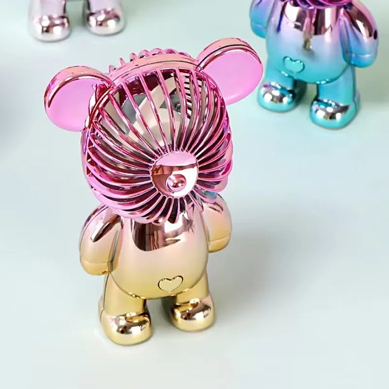 Mini Bear Fan Portable Fan USB Rechargeable 3 Speed Modes Mini Desktop Air Cooler Cooling Travel Hand Fans for Office Workers 5