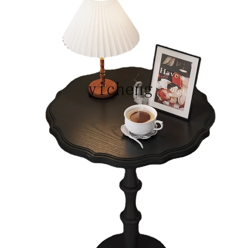 

YY American Retro Solid Wood round Leisure Balcony Coffee Side Bedside Side Table