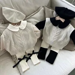 2023 New Baby Sleeveless Knit Vest Solid Princess Vest Autumn Infant Windproof Vest Fashion Boy Girls Sweater Clothes