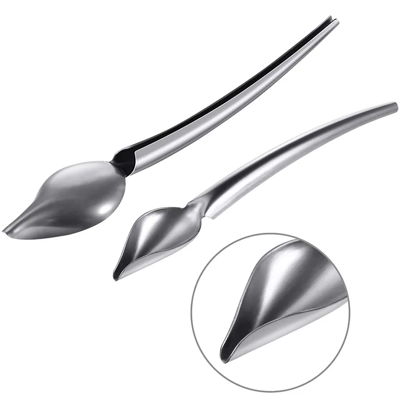 Stainless Steel Cooking Tweezers Precision Tongs with Serrated Tips Culinary Drawing Spoons for Plates Decorating 5-Piece