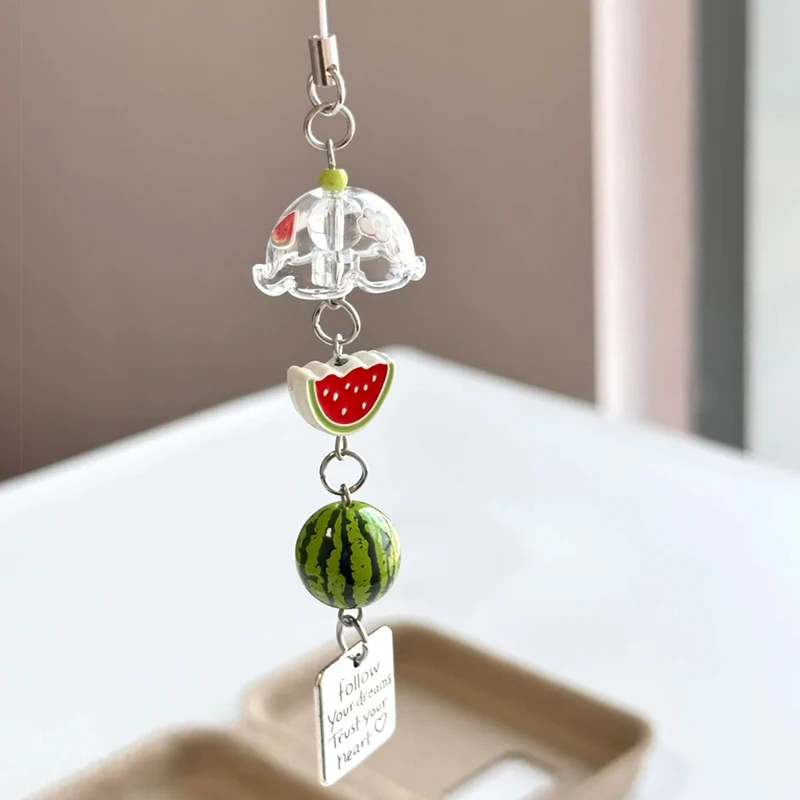 Fruit Keychain Charm cute handbag accessory with apple and watermelon Y2K design for women