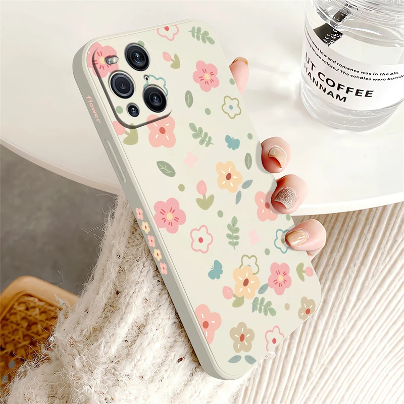 Elegant Floral Pattern Liquid Silicone Phone Case - Fashionable Flower Design