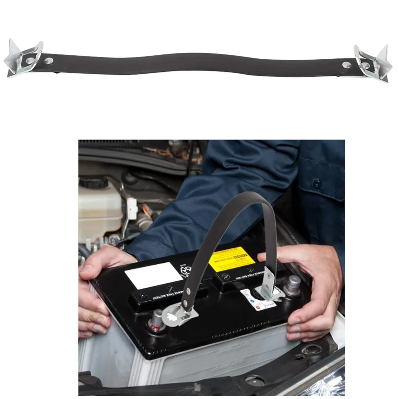 

14" Car Battery Carrier Carry Strap Black Metal Heavy Duty Side Lift Strap Battery Mounting Bracket Battery Handling And Lifting