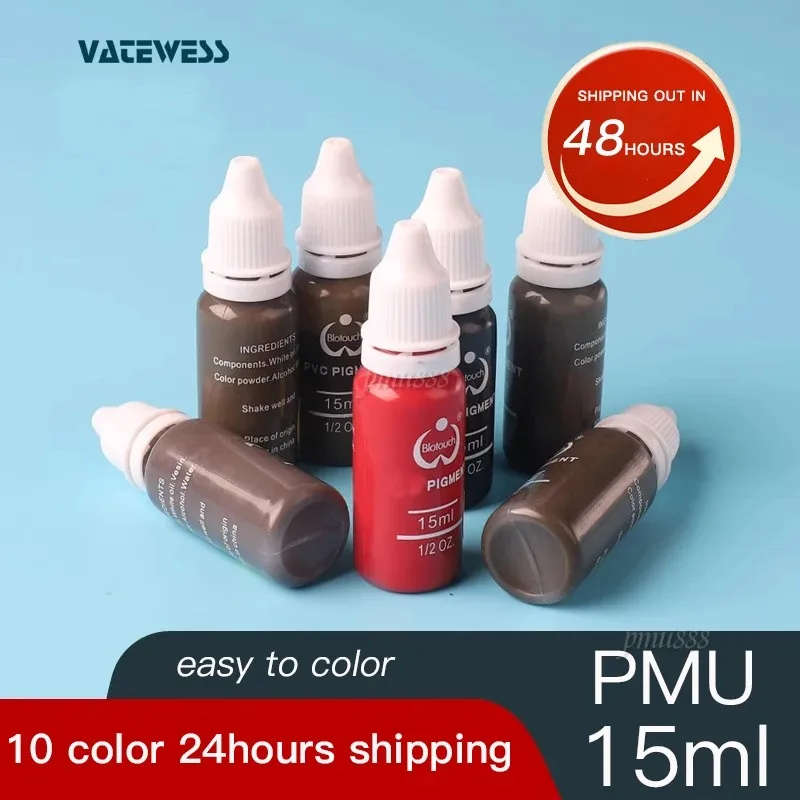 Tattoo Ink Set 15ml Permanent Makeup Pigment for Beginner Practice for Tattoo Eyebrow Lips Eye Line Microblading