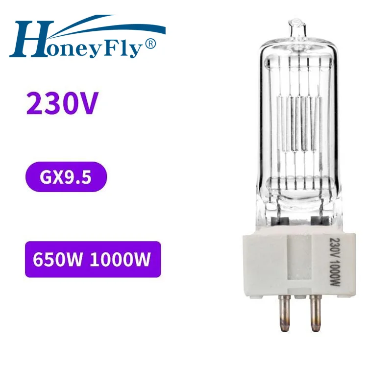 

Галогенная морская лампа HoneyFly GX9.5, 230 В, 650 Вт/1000 Вт, галогенная сценическая проекционная лампа, прозрачная прожекторная лампа, теплый белый свет