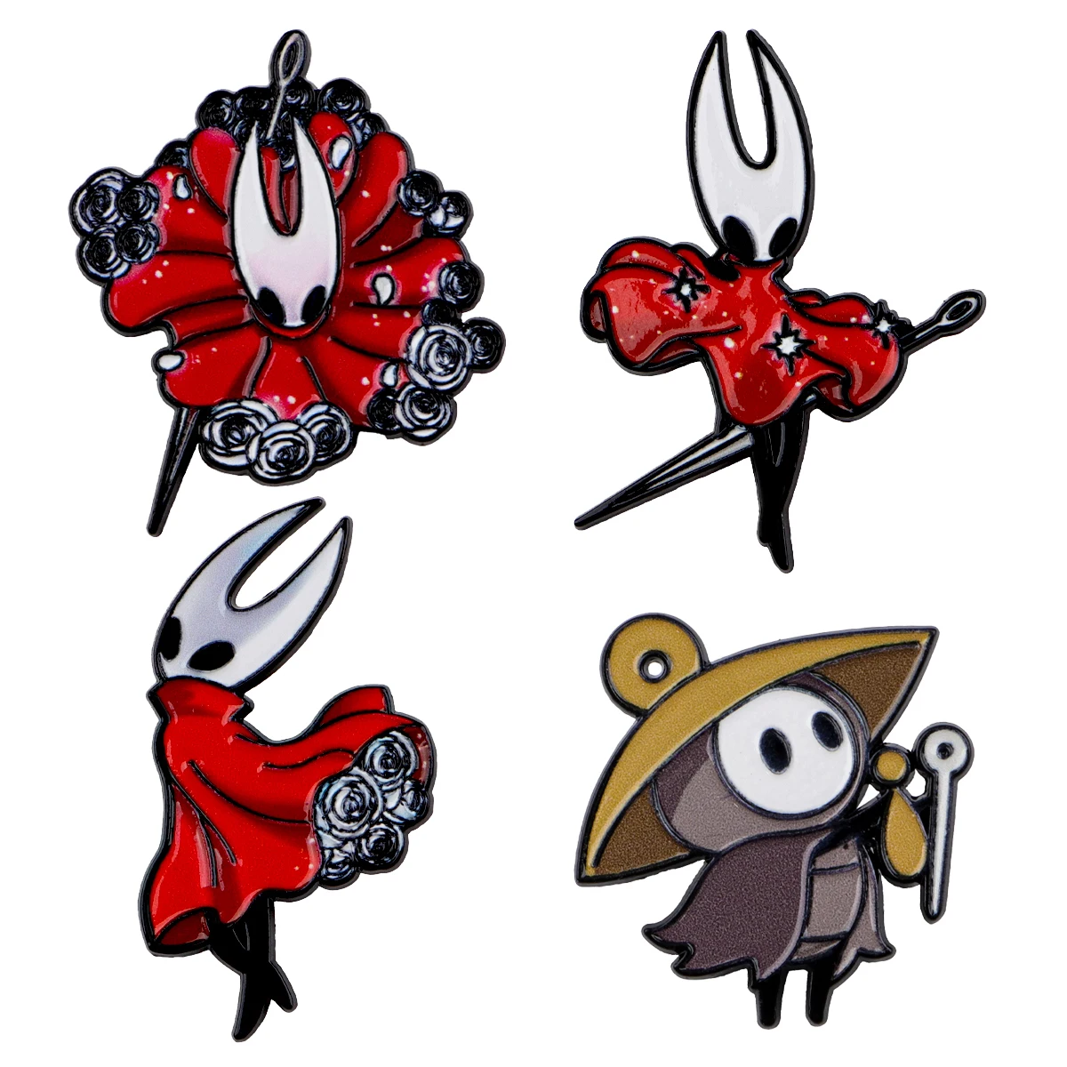 4 יחידות / מערכת Adventure Swordsman סיכות אימייל אדומות מתכת ברוש תיק כובע תיק צוואר סיכות לפל תכשיטי אופנה אוסף מתנה