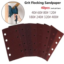 

40Pcs 93x185mm Rectangular Sandpaper 8 Hole Sanding Disc 40-400 Grit Hook & Loop Wood Metal Polishing Grinding Abrasive Tool