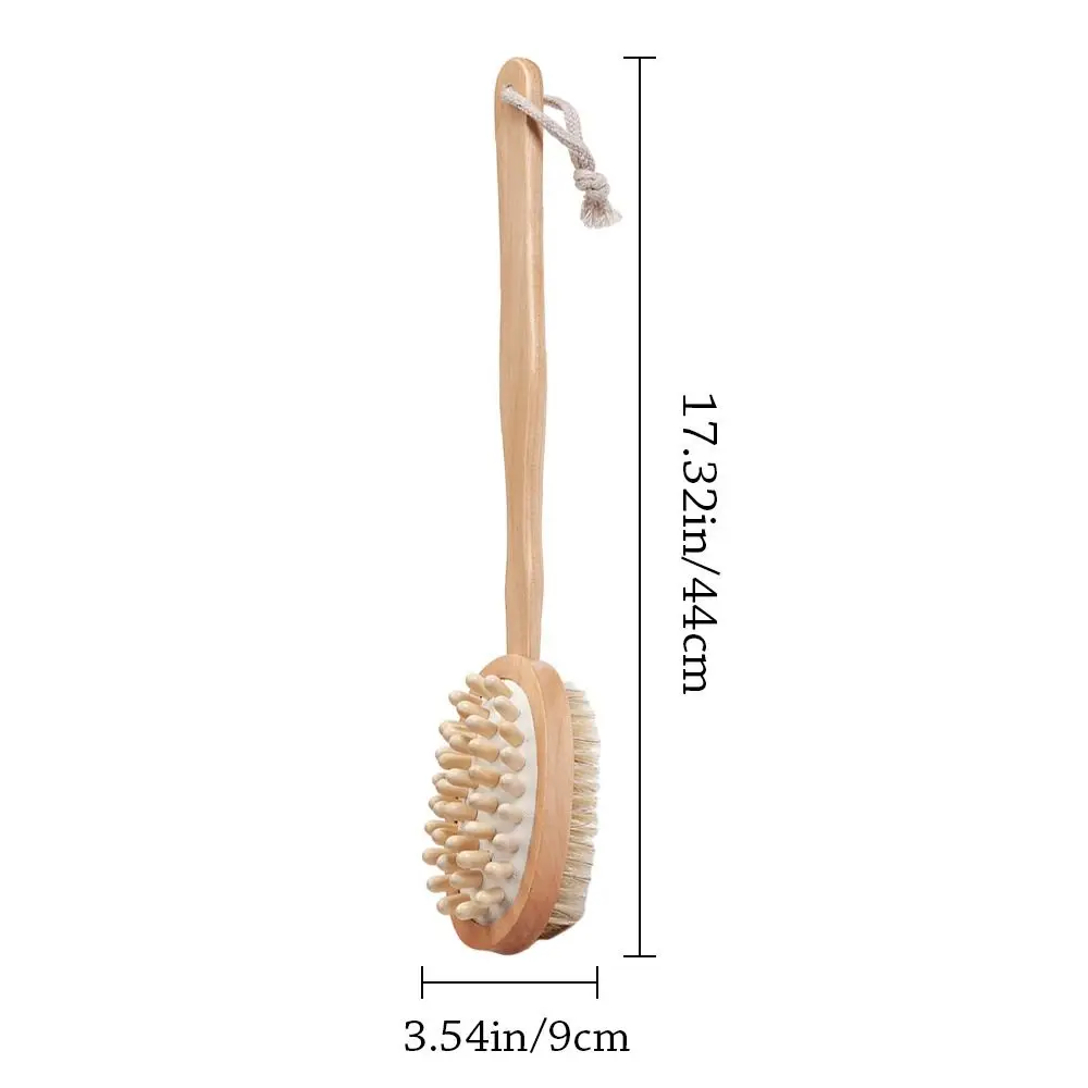 Durable Long Wooden Handle Body Bath Scrubber Double Sided Shower Scrub Brush Rubbing  Scrub Shower Brush Body Massager