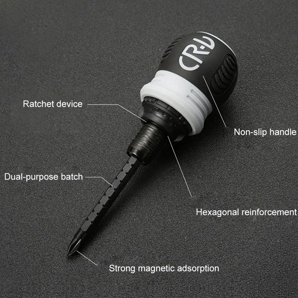 

Mini Ratchet Screwdriver Cross Groove Drill Telescopic Dual Purpose Chrome Vanadium Steel Telescopic Labor-Saving Repair Tool