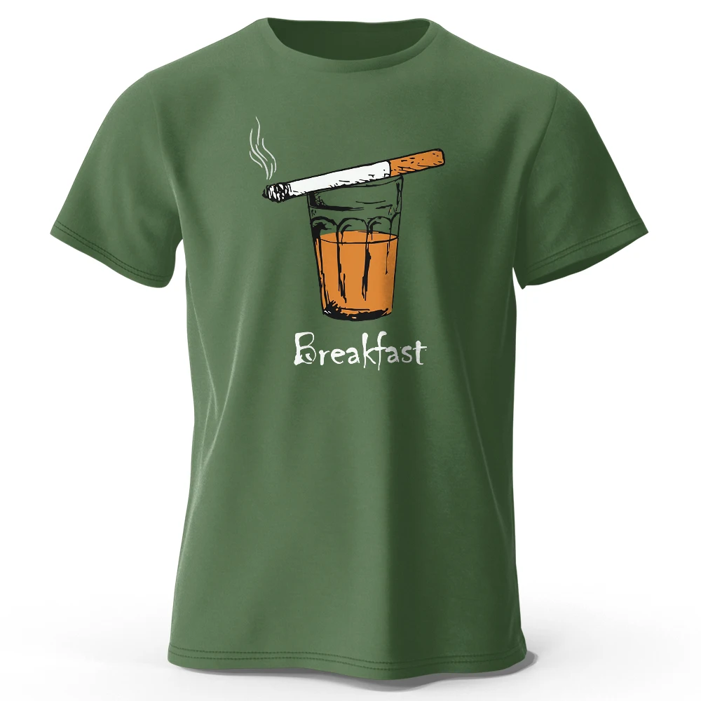 Joke The Breakfast Printed Men's T-Shirt 100% Cotton Oversized Funny Graphic Tees for Men Summer Tops_voghion.com