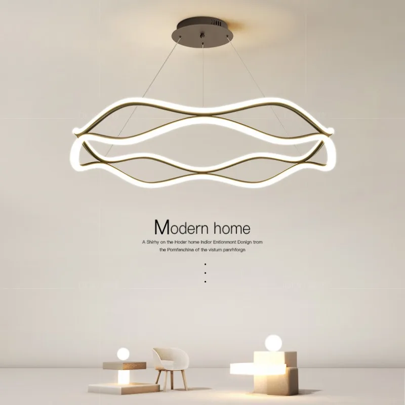 

Modern Living Room Dining Room Pendant Lamp Light Chandelier Designer Ceiling Chandelier Lamp Household Study Simple Line Lamp