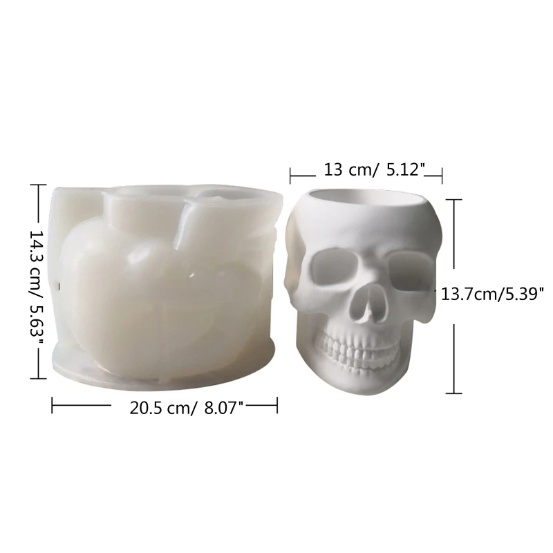 3D Skull Flowerpot Silicone Mold Keychain Resin Epoxy Craft Polymer Clay Craft