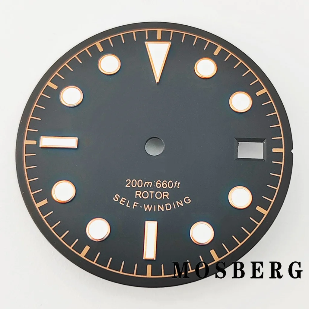Sterile Green Luminous Watch Dial with Date Window, 30.5mm