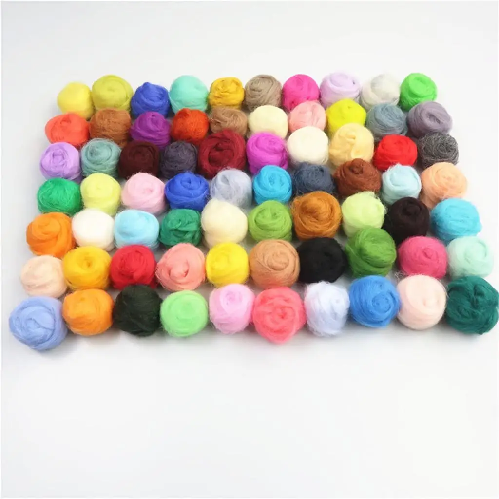 70Pcs/lot Handmade Needle Felting Wool Roving for 3D Dolls Toys Projects DIY