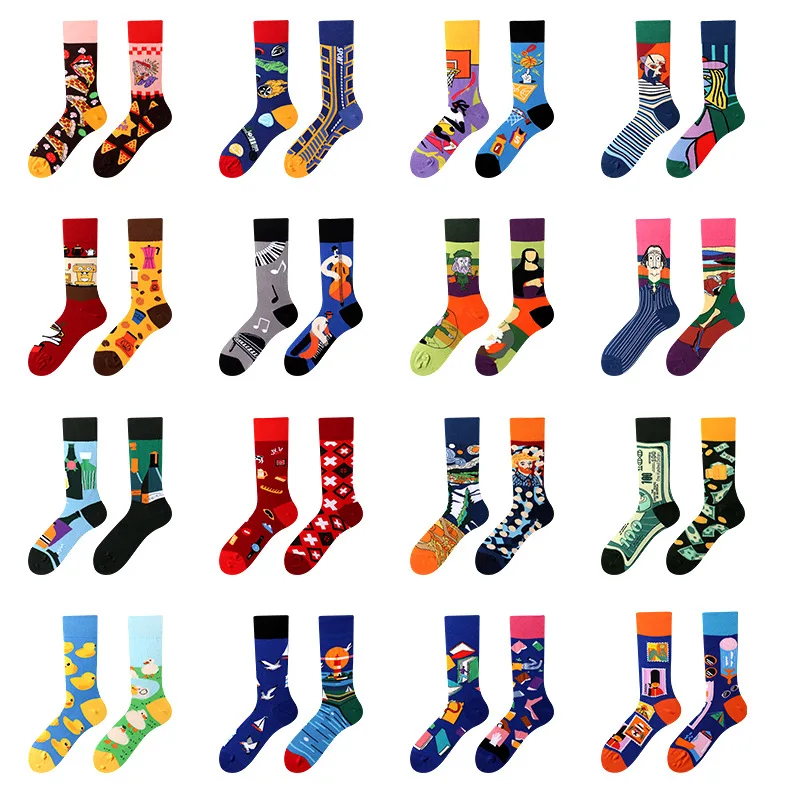 Kreative und lustige Cartoon ab trend ige asymmetrische Mandarine Ente Herren und Damen mittelhohe Socken