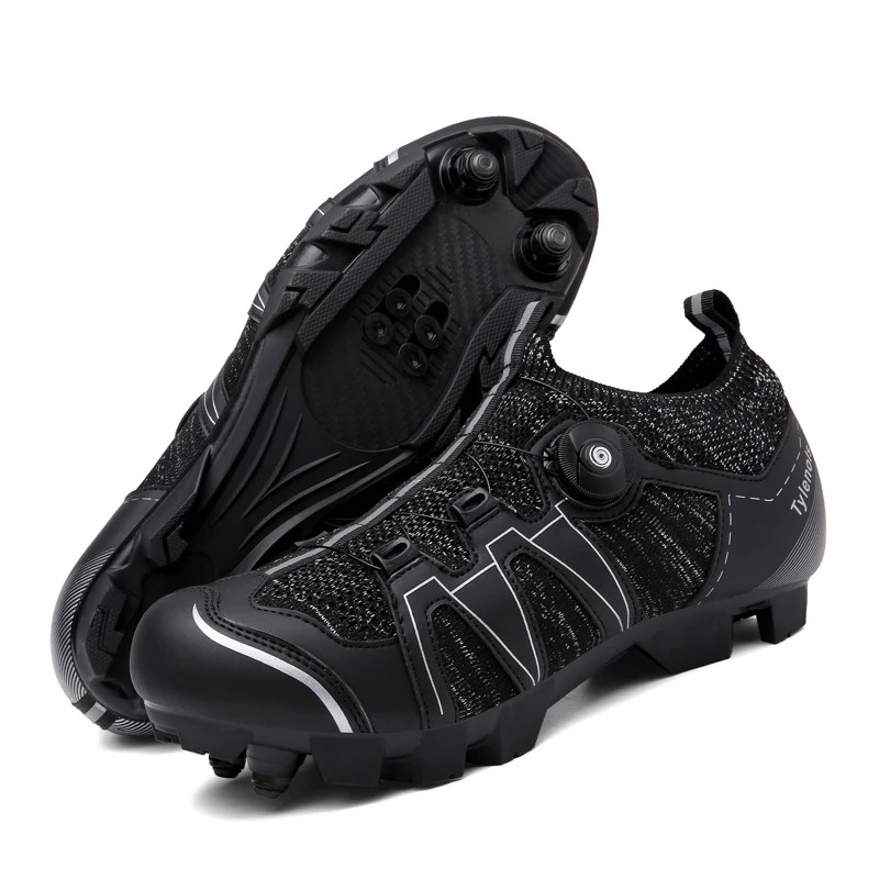 Men's Cycling Shoes with Quick Ratchet Buckle for Mountain Biking and Indoor/Outdoor Use