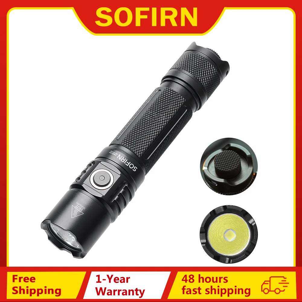 LED Flashlight Sofirn SP35T 3800lm Tactical 21700 USB C Rechargeable Torch with Dual Switch Power Indicator