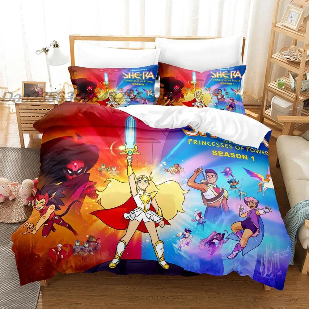 She Ra and The Princesses of Power Bedding Set Single Twin Full Queen King Size Bed Set Aldult Kid Bedroom Duvetcover Sets 3D 4