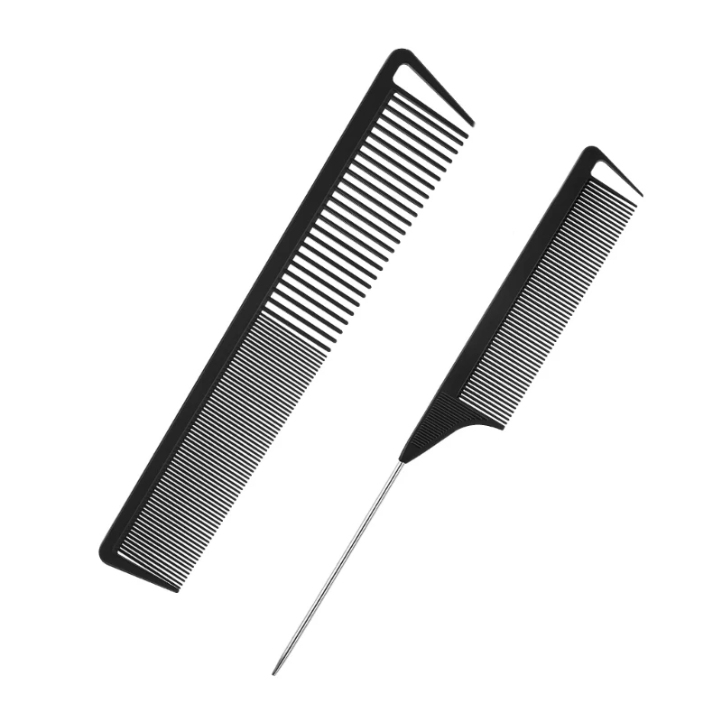 

2Pcs Rat Tail Comb Teasing Comb Set Fine Tooth Pin Tail Comb Fine Wide Tooth Hair Comb Salon Barbers Hairdressing Comb