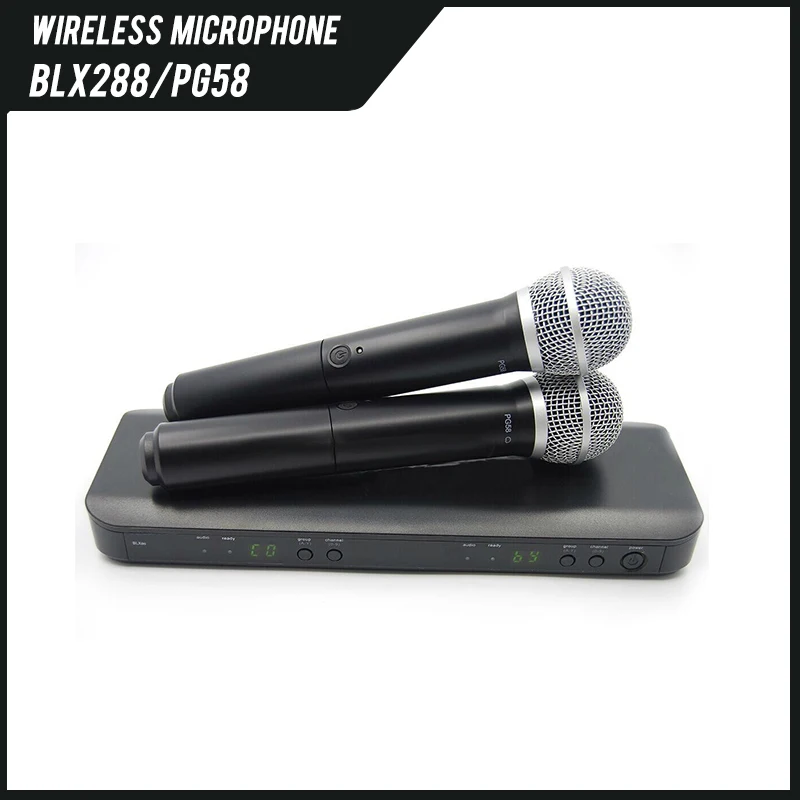 Dual　Microphone　Handheld　Karaoke,　Receiver　System　Church,　SHURE　for　Vocals　UHF　Mics,　BLX288/SM58　Wireless　Vocal　Perfect　Channel