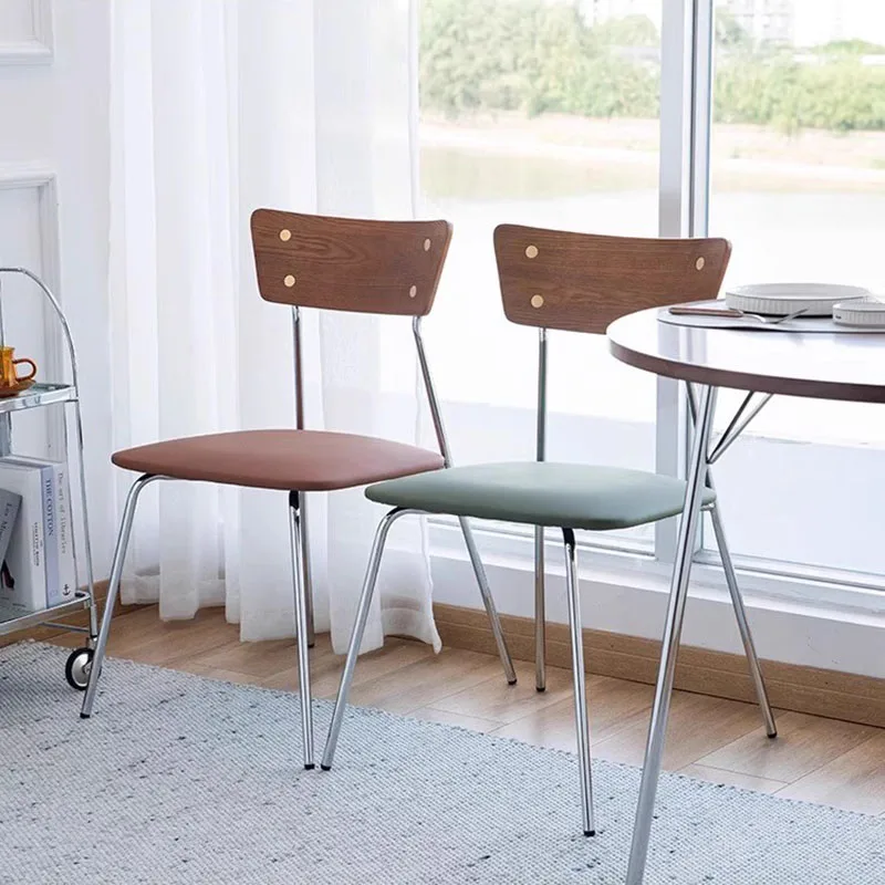 

Minimalist Space Saving Dining Chairs Modern Nordic Metal Unique Dining Chairs Hotel Stainless Cadeira Lounge Suite Furniture