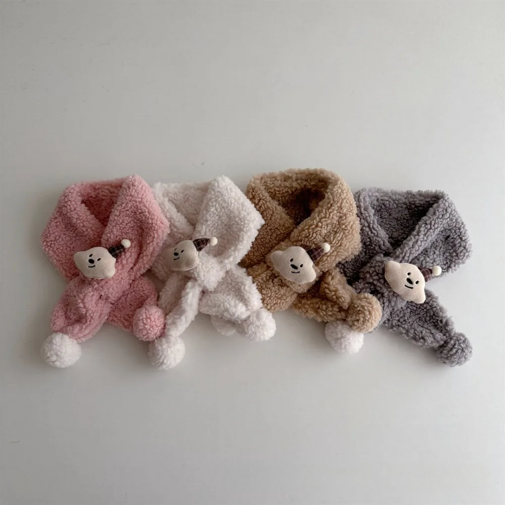 New Autumn Winter Children Cute Cartoon Bear Outdoor Warm Scarf Newborn Neckerchief Thicken Baby Boy Girls Soft Scarves for Kids