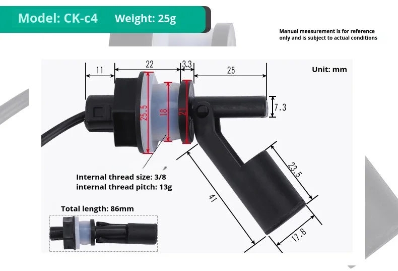 Automatic Liquid Level Control Switch Side-Mounted Corrosion-Resistant PP Plasti