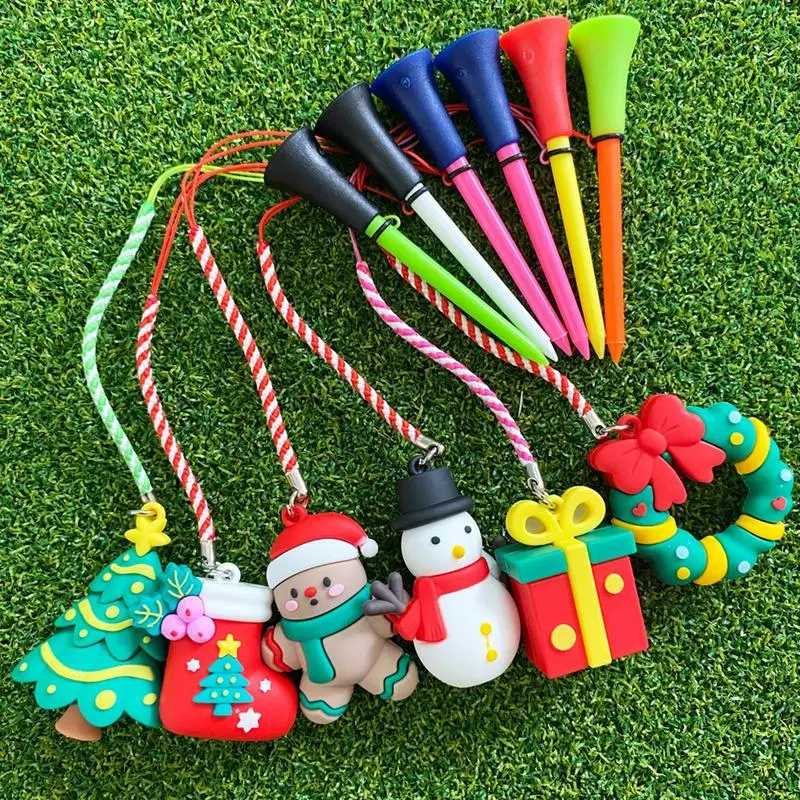 

Christmas Cartoon Zero Friction Golf Tees With Anti-Lost Rope Colorful Tees Tall Golfing Tees For Golfing Practice
