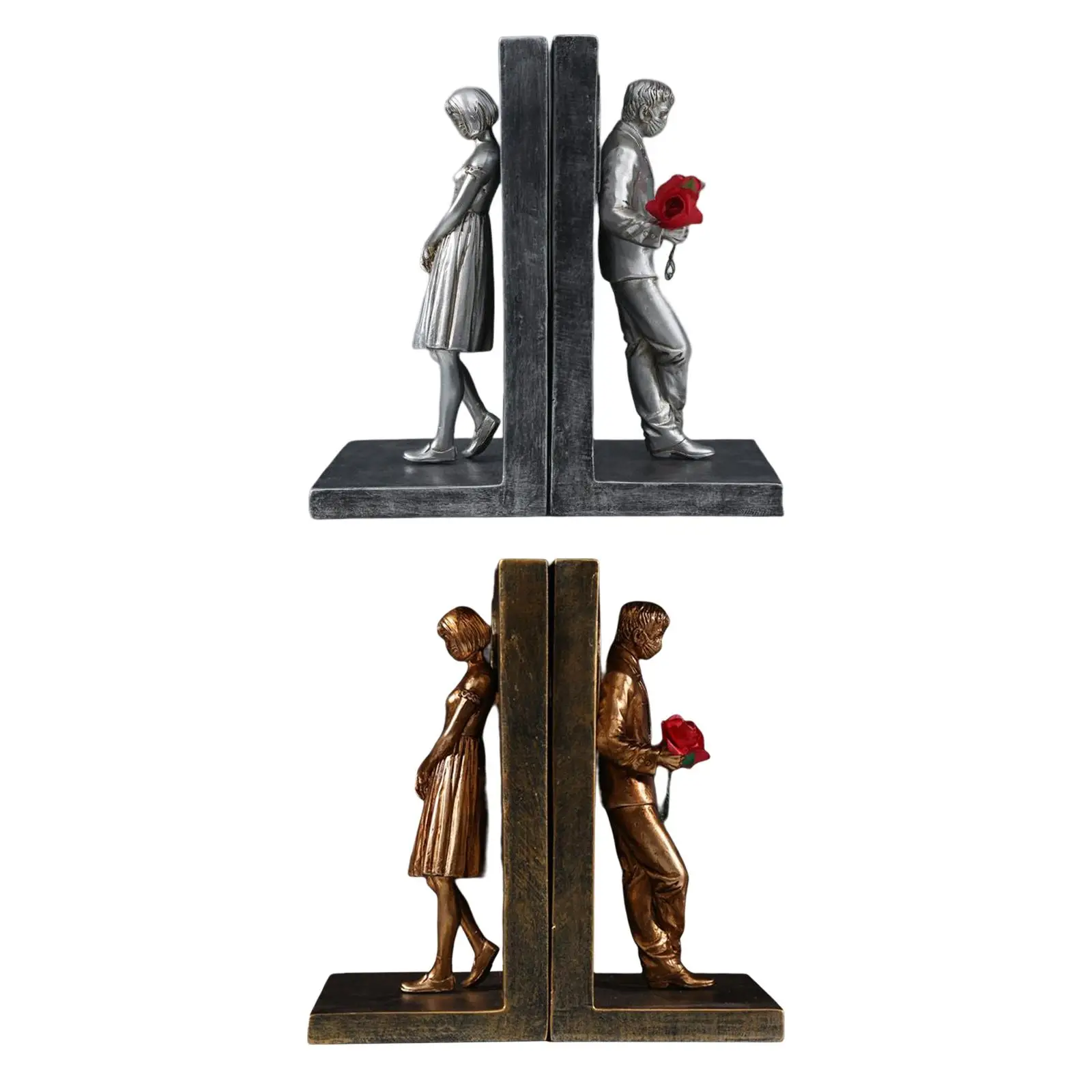 Decorative Bookends for Heavy Books Couple Figurine for Desktop Ornament