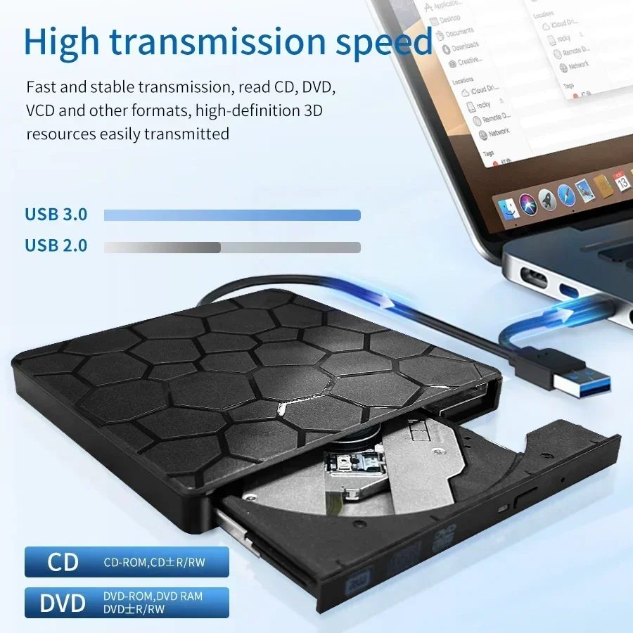 Portable dvd burner 2in1 USB 3.0 Type C External DVD RW CD Writer Drive Burner CD Player for Laptop PC DVD Burner CDPortatil