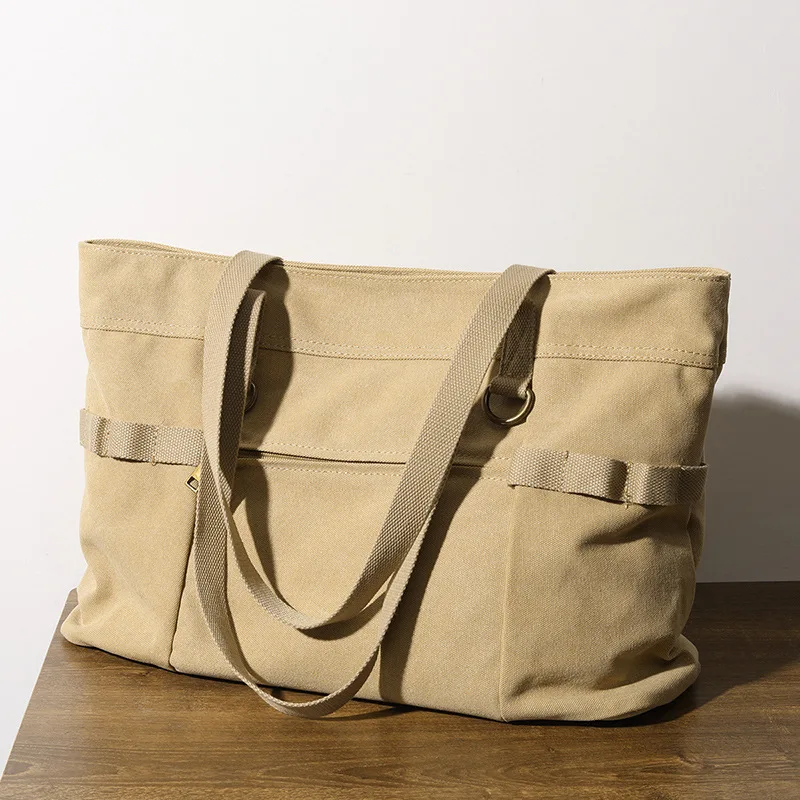 

Очень большая холщовая женская сумка через плечо, однотонная прочная женская сумка-тоут, винтажная Женская дорожная сумка для покупок, ранец