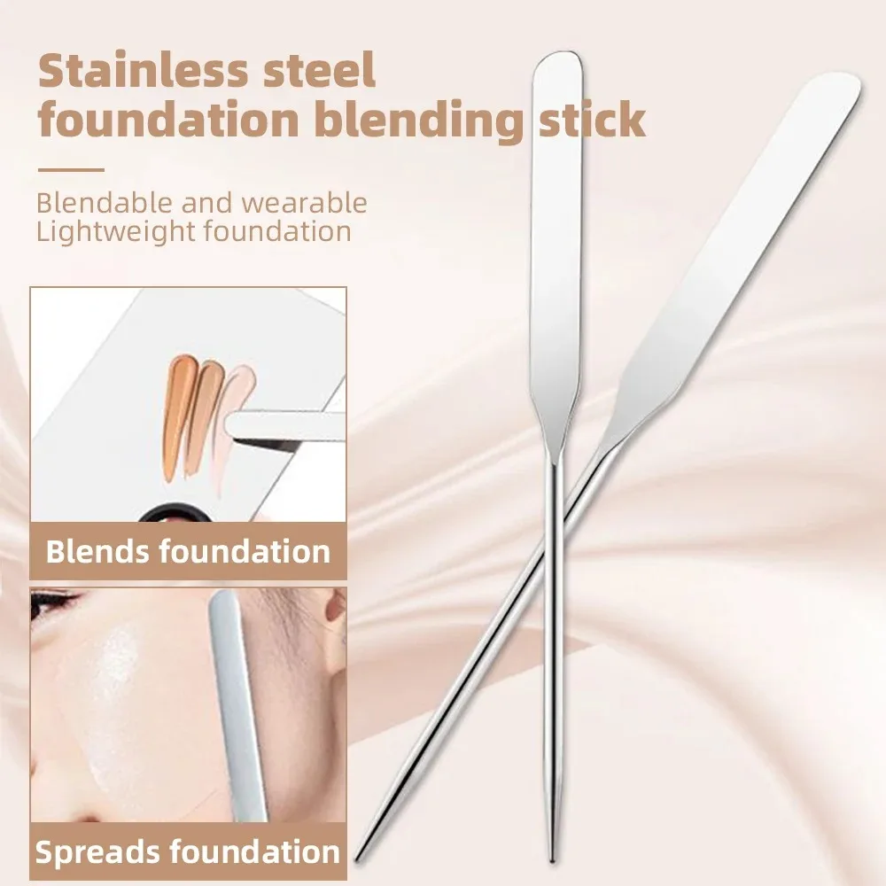 Stainless Steel Makeup Spatula Mixing Stick Foundation Brush Set Eyeshadow Cream Pigment Mixing Tool Face Contour Brush Tool 2