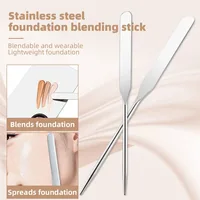 Stainless Steel Makeup Spatula Mixing Stick Foundation Brush Set Eyeshadow Cream Pigment Mixing Tool Face Contour Brush Tool 2