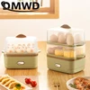 DMWD Electric Egg Cooker Double Layers Multifunction Eggs Boiler Corn Milk Rapid Breakfast Machine Home Food Heating Steamer 2