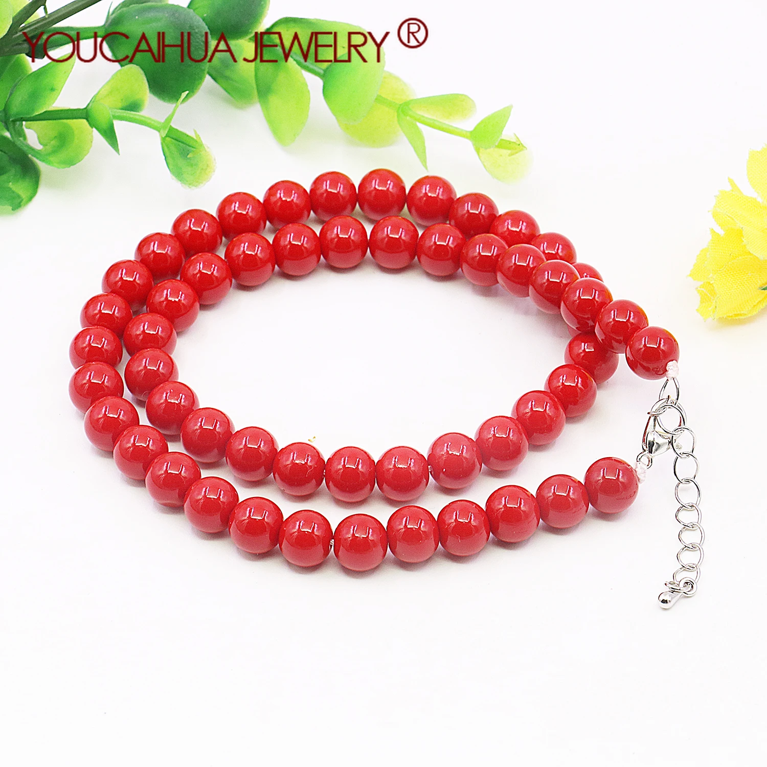 

8mm New Hot Selling Red Artificial-Coral Necklace,Round Beaded Neckchain,Gift for Women,18 inch Women's Jewelry Making/Design