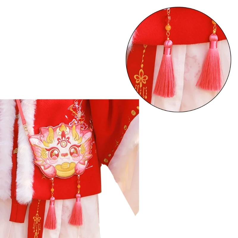 Crossbody Bag for Girl Women Kid Embroidery Hanfu Bag Vintage Shoulder Bag E74B