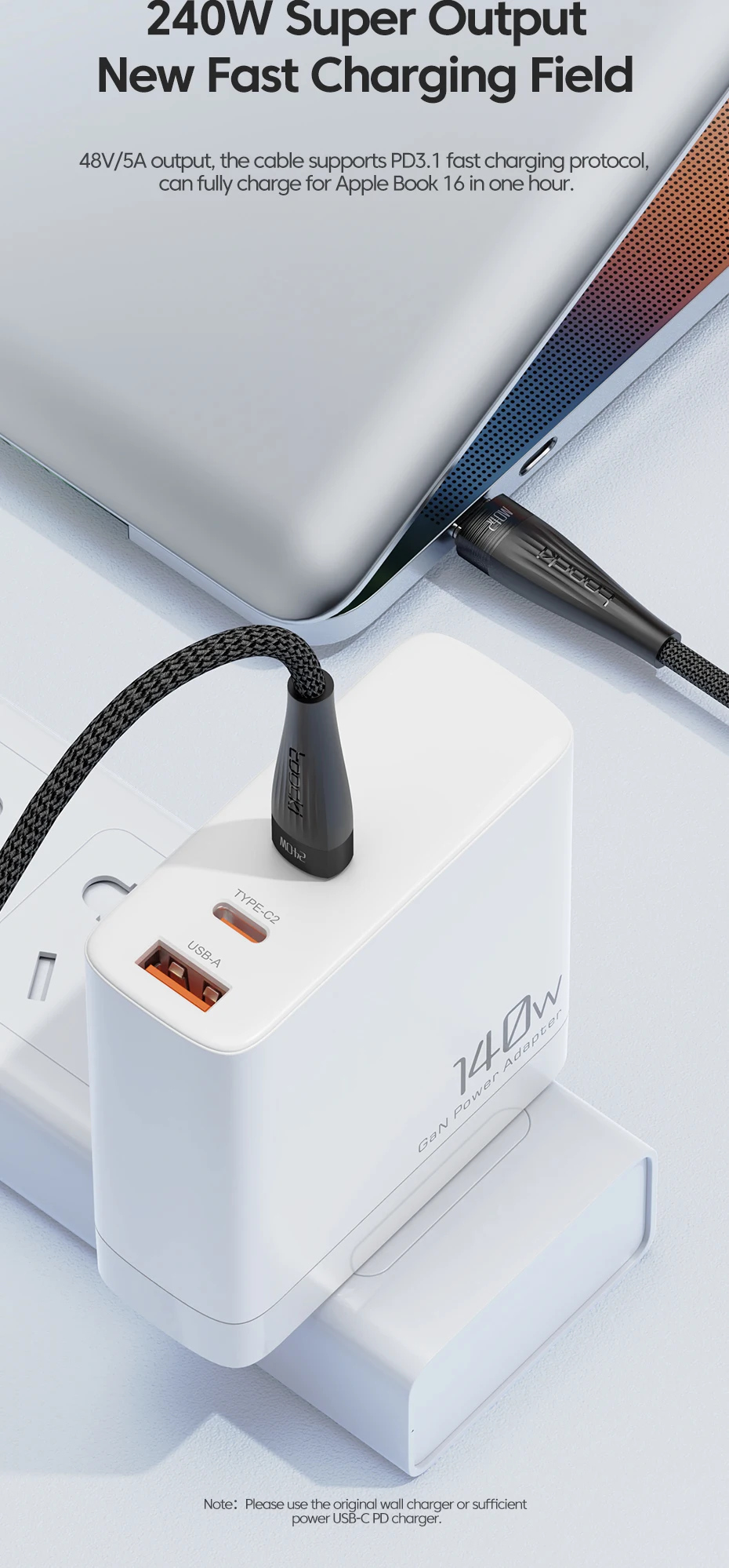 USB C To USB C Cable 240W 100W 60W PD3.1 QC4.0 Fast Charger Charging Laptop Cabl