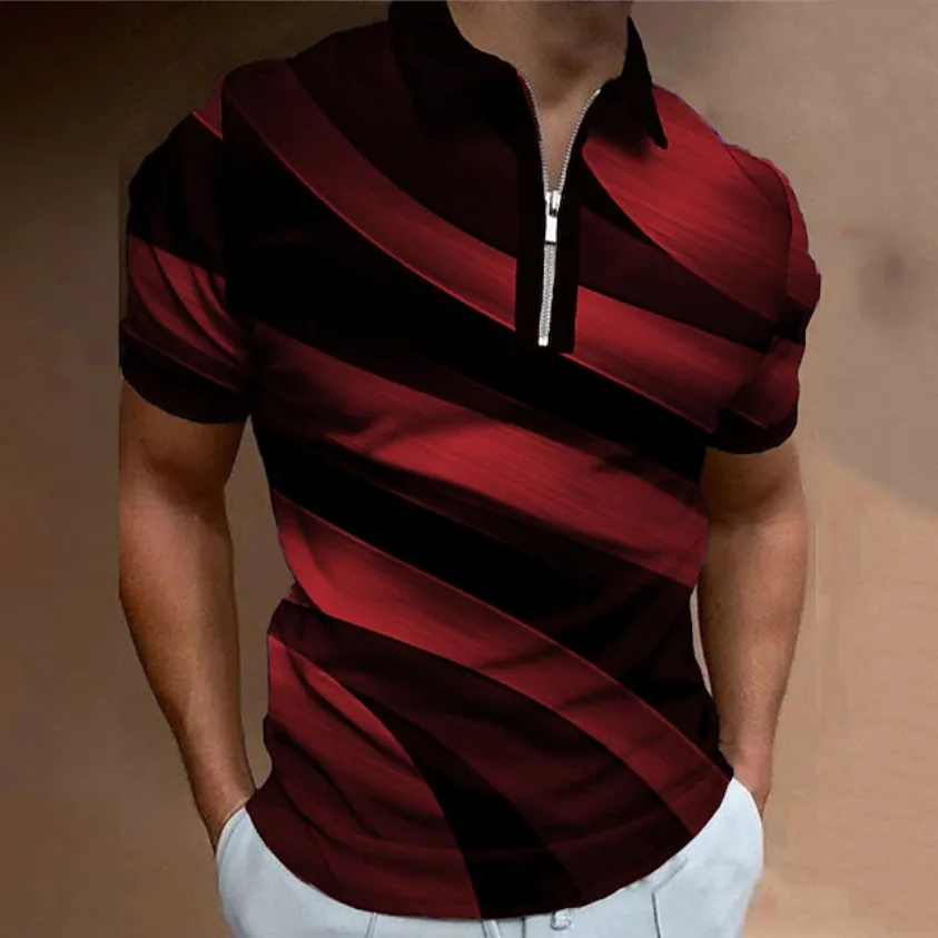 

Summer Polo Shirts 2023 New Men's Polo Shirt 3d Stripe Print T-Shirt Casual Short Sleeve Tops High Quality Male Tees Clothing Xl