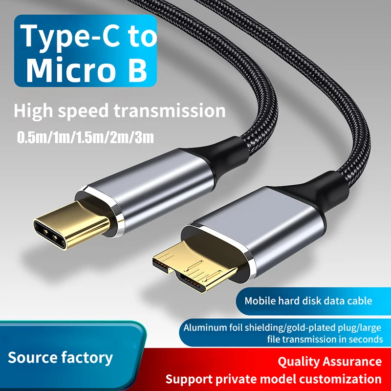 Câble USB 3.0 Type C vers Micro B, 5Gbps, adaptateur pour disque dur externe, transfert de données, pour PC et téléphone