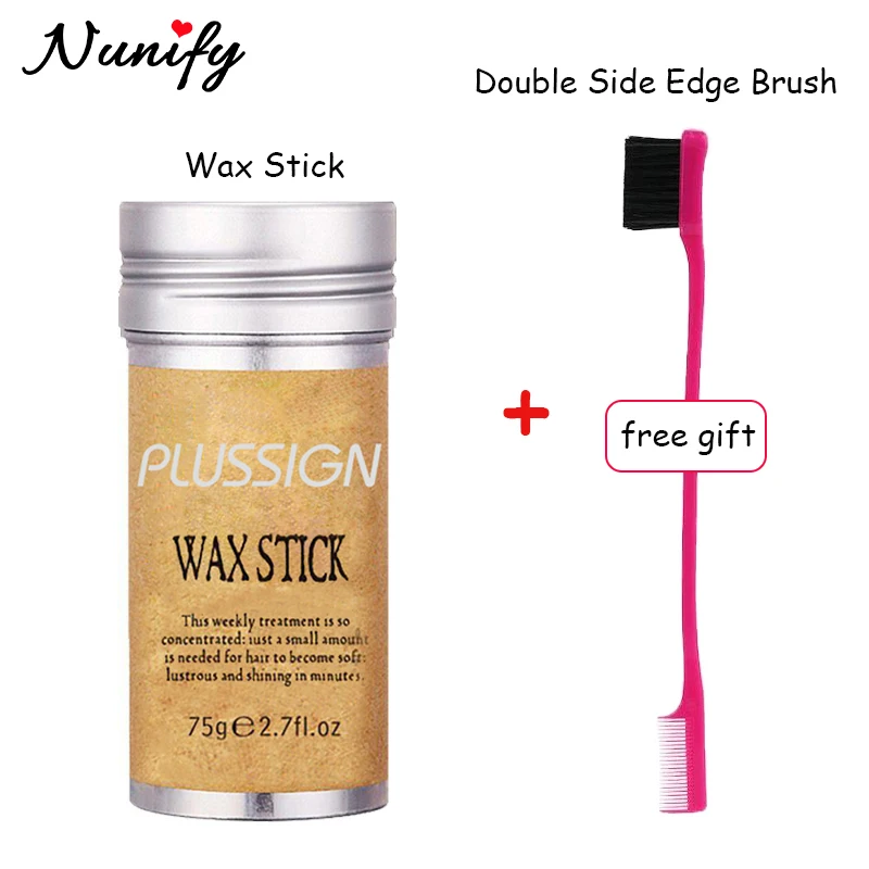 1Pcs Wax Stick For Edge Control With 1Pcs Double Side Hair Brush Comb Long-Lasting Styling Glue Stick For Broken Hair Edge Brush