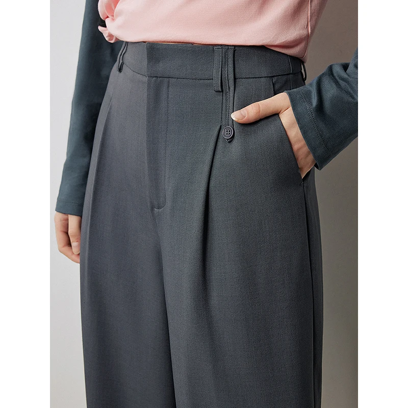 Women Casual Pants denim trousers women sweatpants women yoga pants Autumn High Waist Straight Wide Leg Ankle Length Trousers