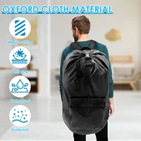 Laundry Backpack Bag with Shoulder Straps and Pocket Oxford Cloth Waterproof Backpack Laundry Bag Large Capacity Clothes Hamper 2