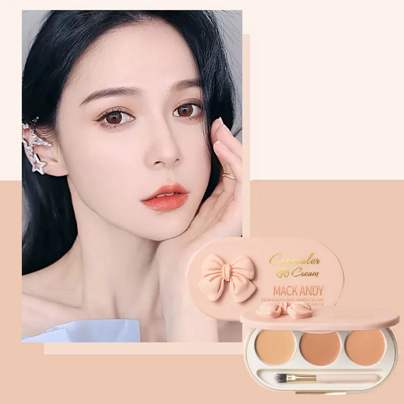 

Flawless Three colors concealer cover the Black eye circles cover the face acne marks and freckles brighten skin tone make up