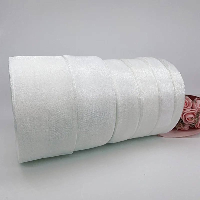 2 Rotoli Di Nastro In Organza Bianco E Nero – 45 Metri X 2,5 Cm – Per Decorazioni, Regali, Matrimoni E Bomboniere