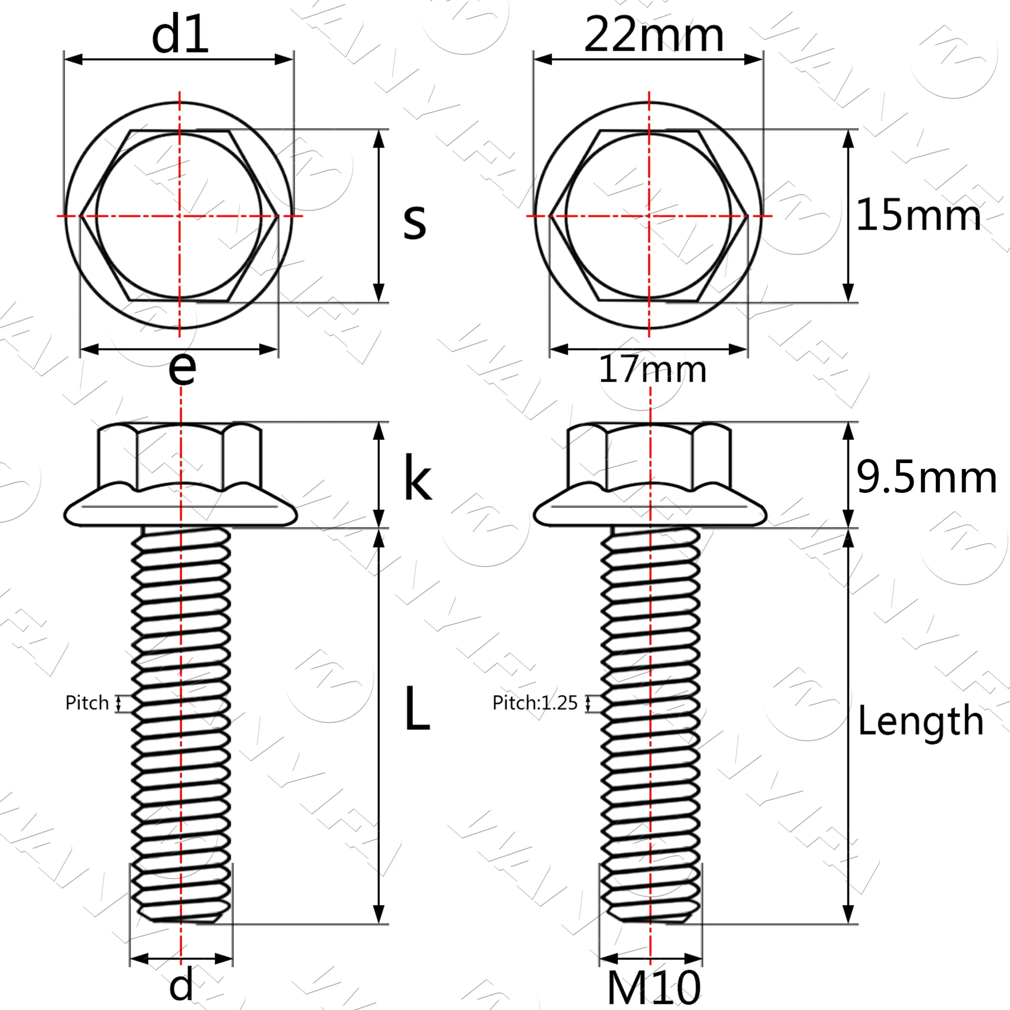flange, Peças da bicicleta, M10 X 20