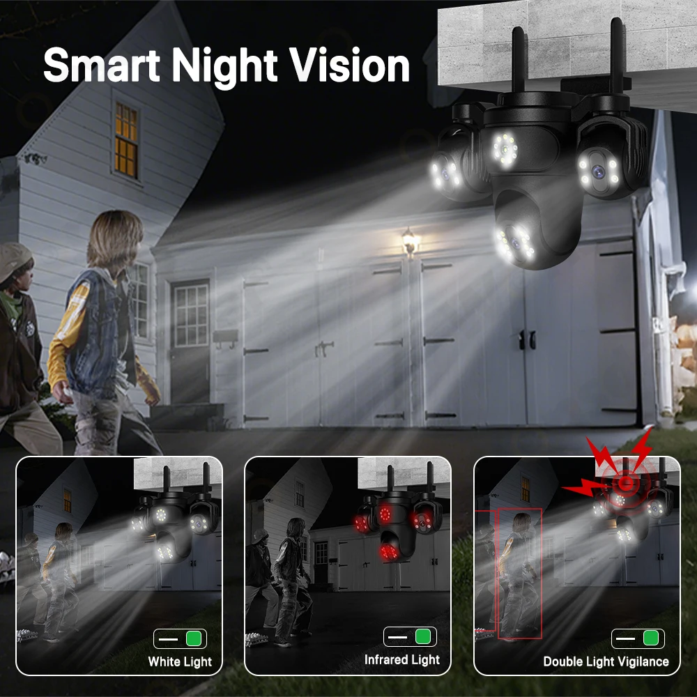 15MP HD WIFI IP Camera Three Screen Three Lens 10MP Dual Lens Auto Tracking IP66 Waterproof CCTV Video Security Cam iCsee