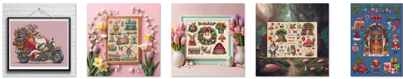 Kreuzstich-Set, DIY-Set, Wohnzimmer-Dekoration, Kreuzstich-Set, neues Handwerk, handgefertigte Stickerei, Weihnachtskranz und Kaninchen