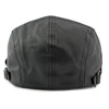 HT4294 PU Leather Beret Cap Men Black White Coffee Ivy  Flat Cap Thick Warm Fleece Lined Autumn Winter Hat Berets for Men 4